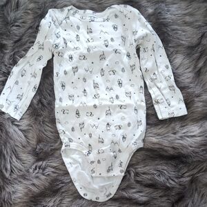 Carter's White Bodysuit with Long Sleeves and Snap Closure